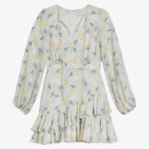 Ted Baker Suziiee floral-print woven mini dress With Asymmetric Ruffles Size 0